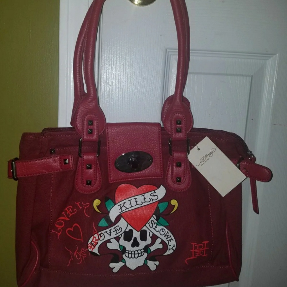 Beautiful red Ed Hardy purse
